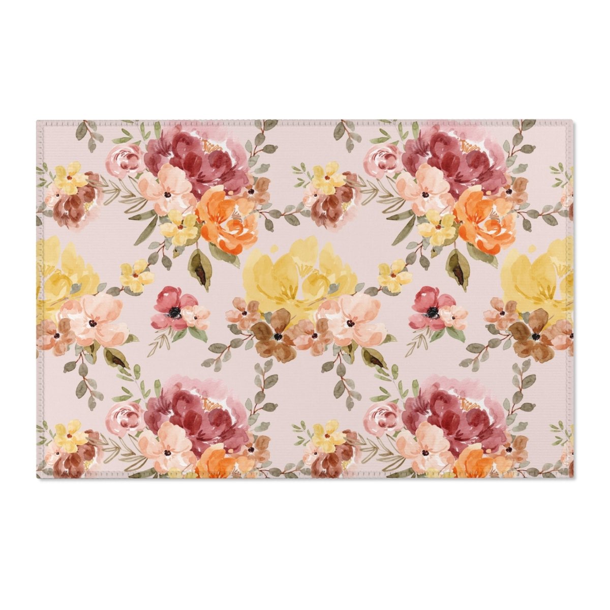 Highland Cow Wildflower Nursery Rug - gender_girl, Highland Cow Wildflower, text