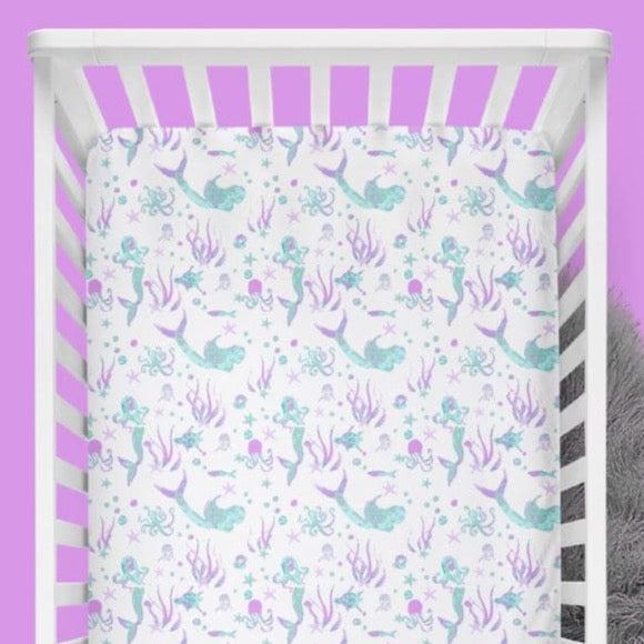 Jewel Mermaids Crib Sheet - gender_girl, Theme_Ocean,