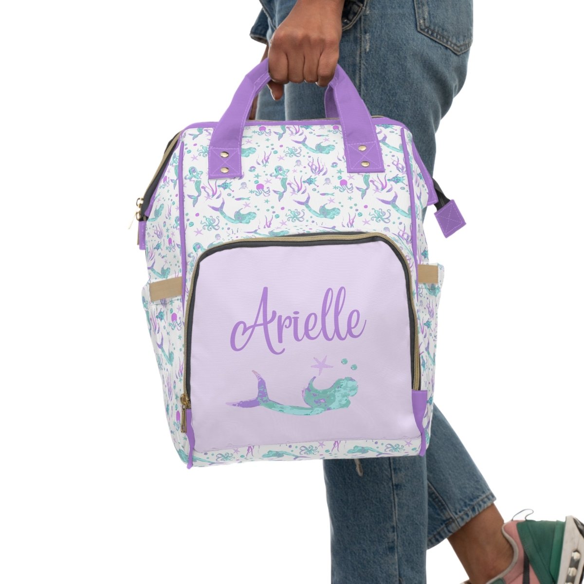 Jewel Mermaids Personalized Backpack Diaper Bag - gender_girl, Jewel Mermaids, text