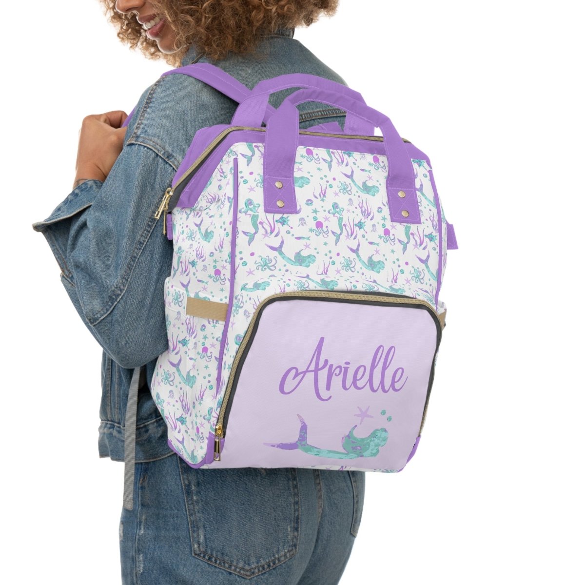 Jewel Mermaids Personalized Backpack Diaper Bag - gender_girl, Jewel Mermaids, text