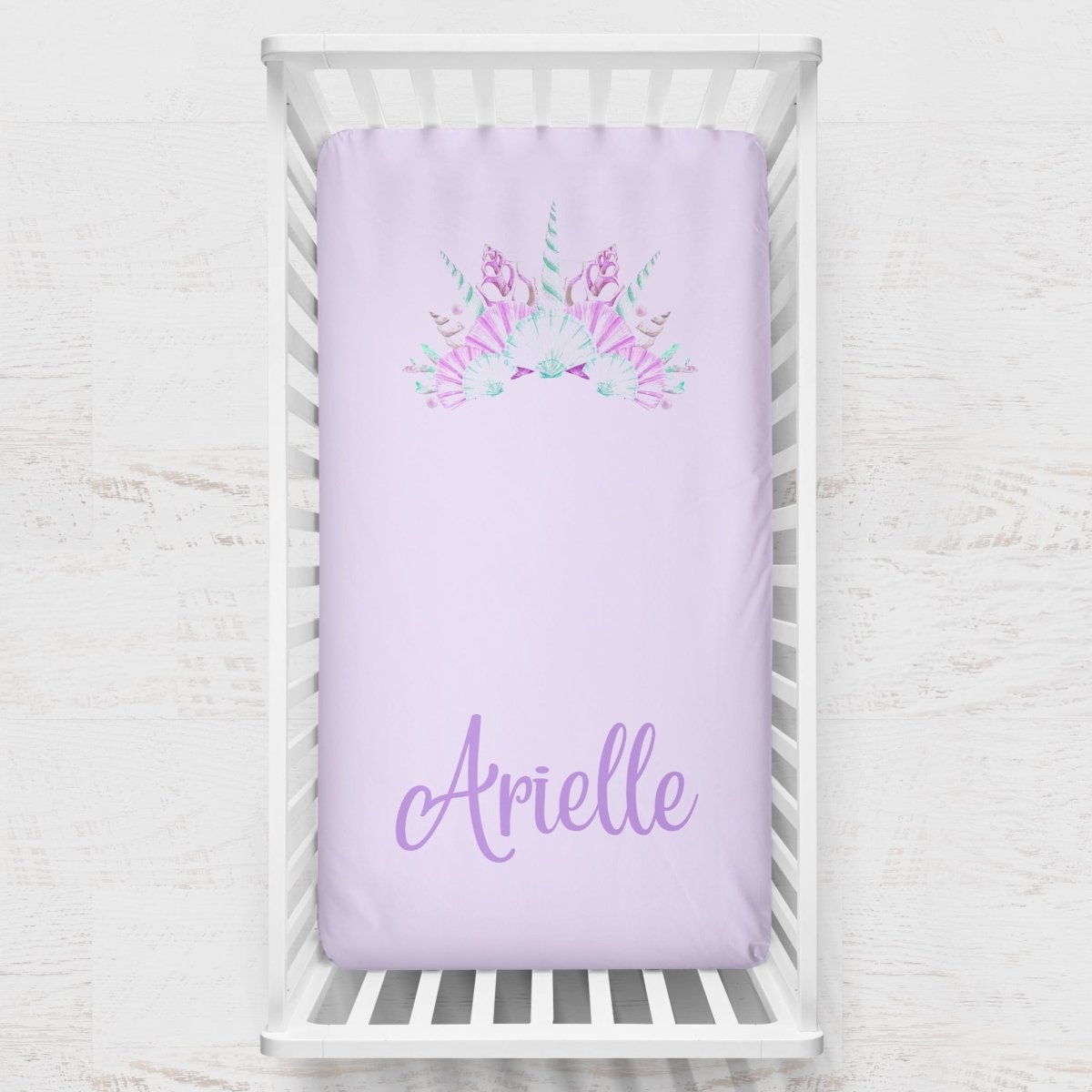 Jewel Mermaids Personalized Crown Crib Sheet - gender_girl, Personalized_Yes, text