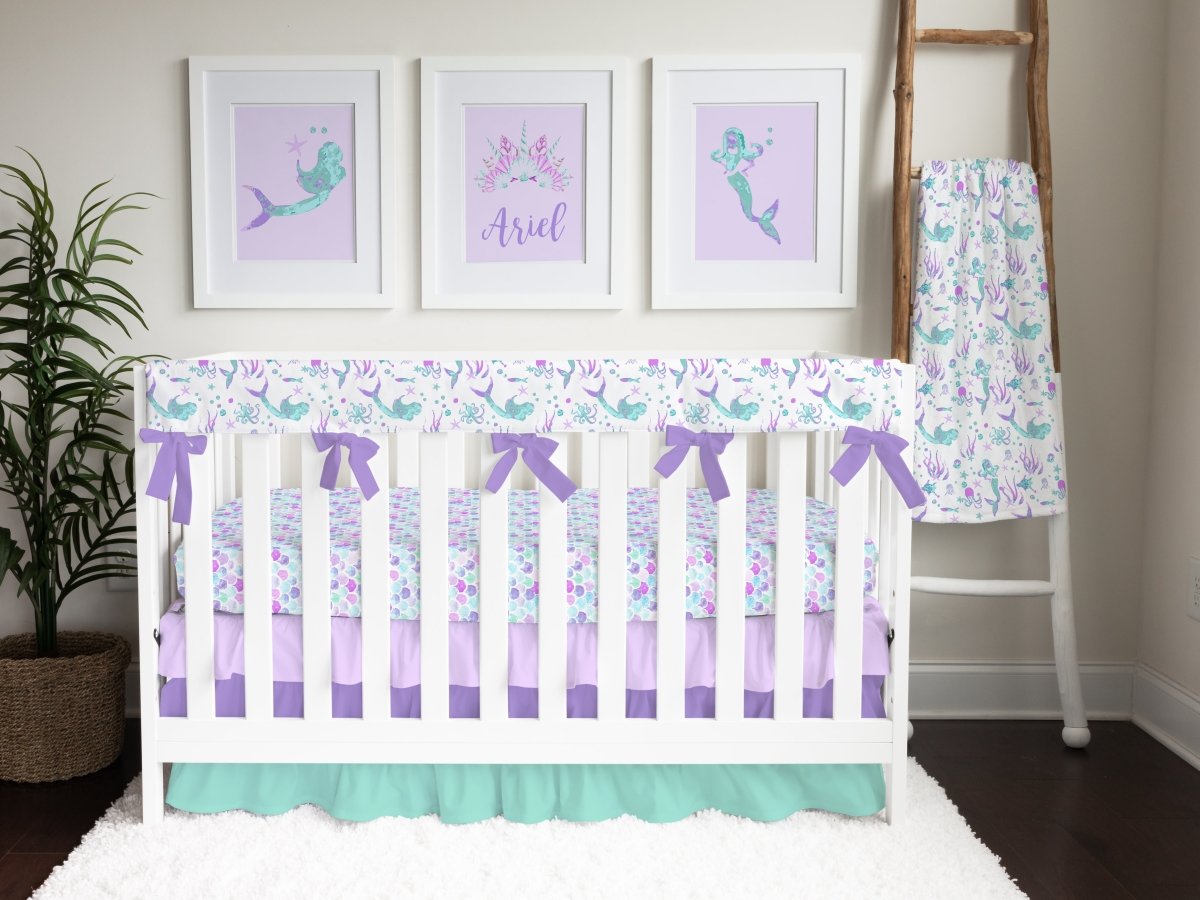 Jewel Mermaids Ruffled Crib Bedding - Girl Crib Bedding