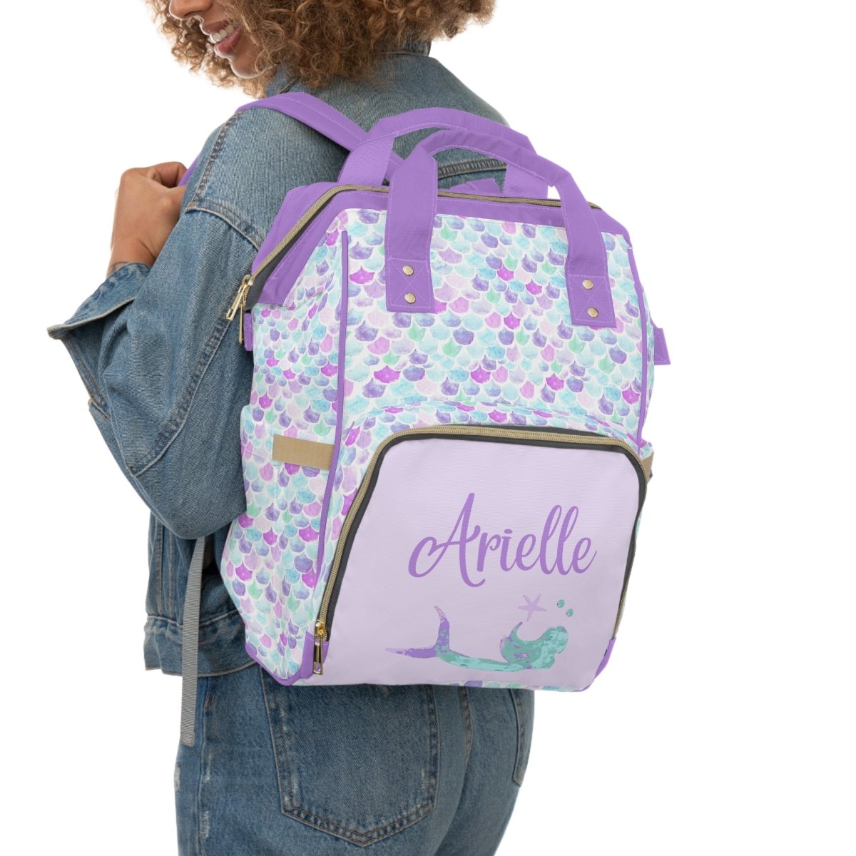 Jewel Mermaids Scales Personalized Backpack Diaper Bag - gender_girl, Jewel Mermaids, text