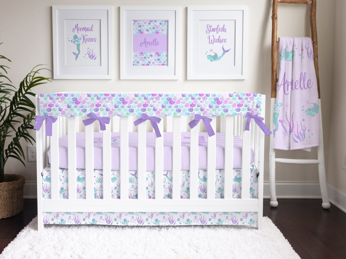 Jewel Mermaids Scales Personalized Crib Bedding - gender_girl, Jewel Mermaids, text