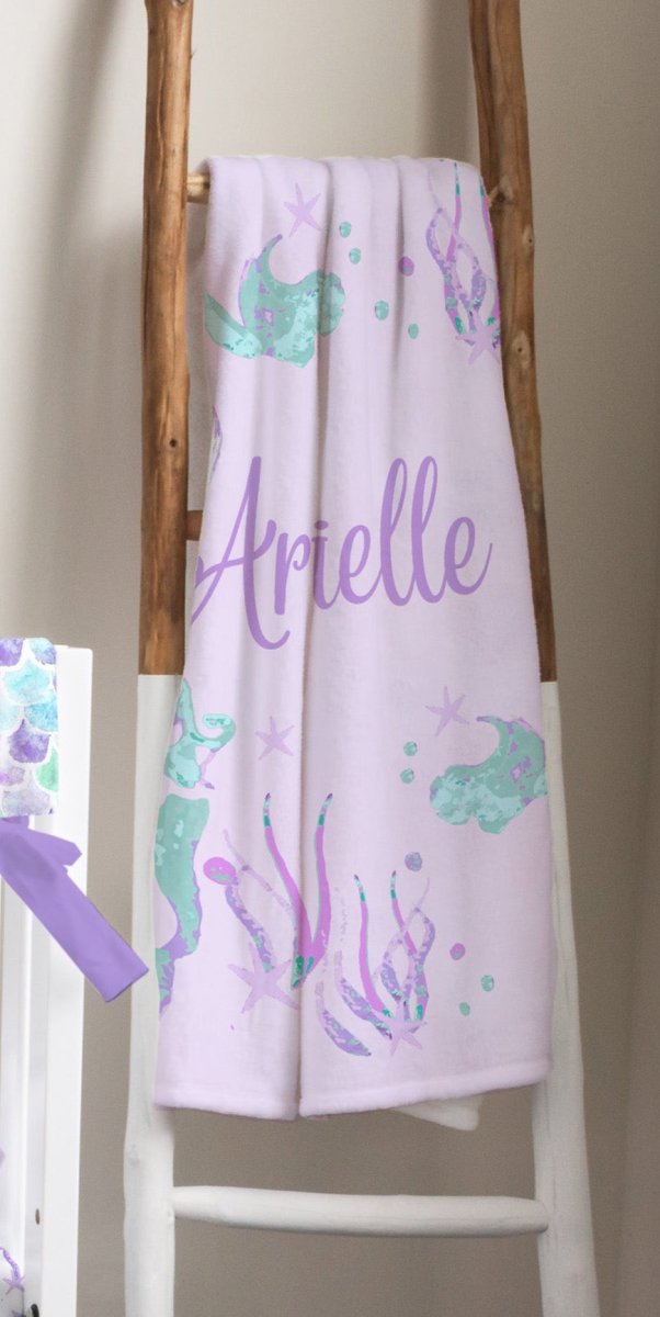 Jewel Mermaids Scales Personalized Crib Bedding - gender_girl, Jewel Mermaids, text