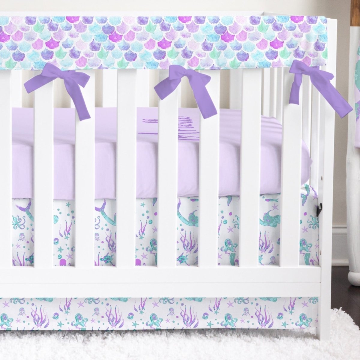 Jewel Mermaids Scales Personalized Crib Bedding - gender_girl, Jewel Mermaids, text
