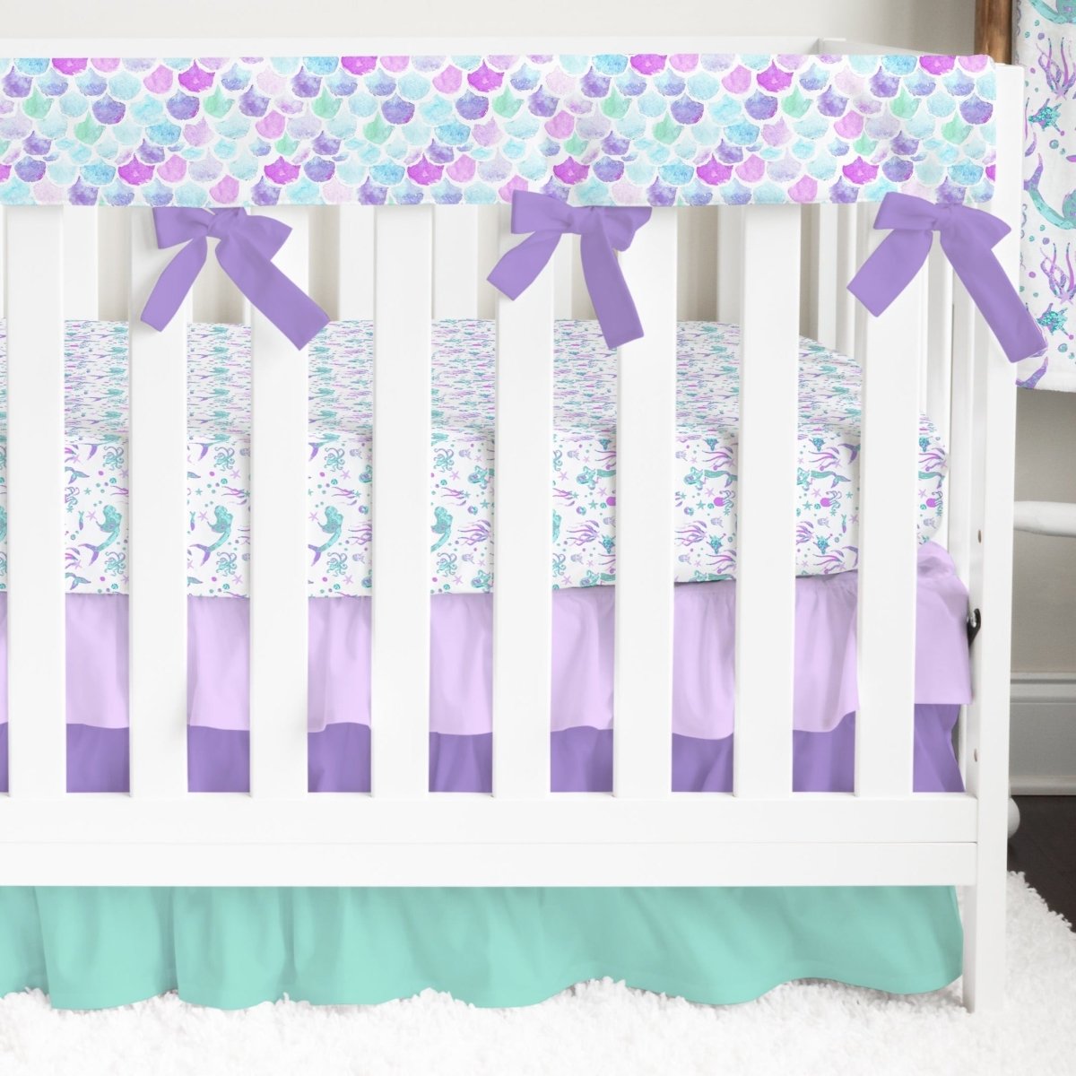 Jewel Mermaids Scales Ruffled Crib Bedding - Girl Crib Bedding