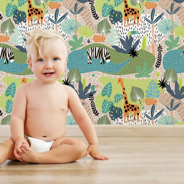 Jungle Play Peel & Stick Wallpaper - gender_boy, Theme_Jungle,