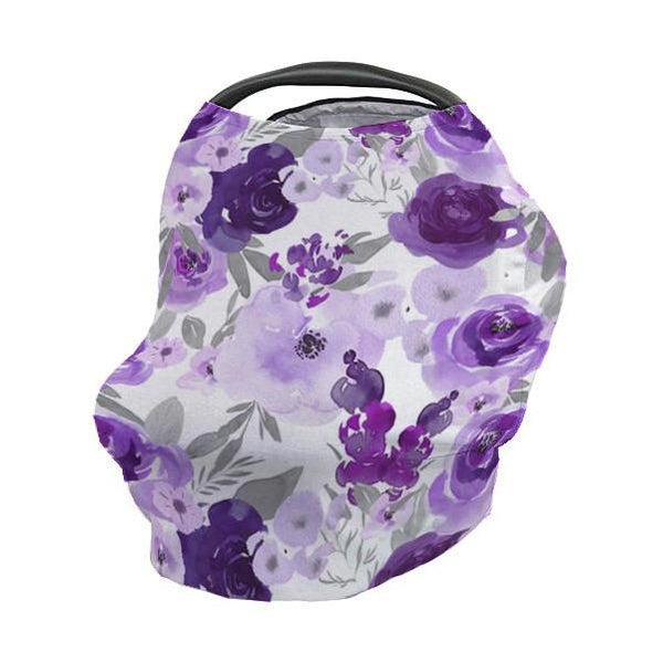 Large Purple Floral Car Seat Cover