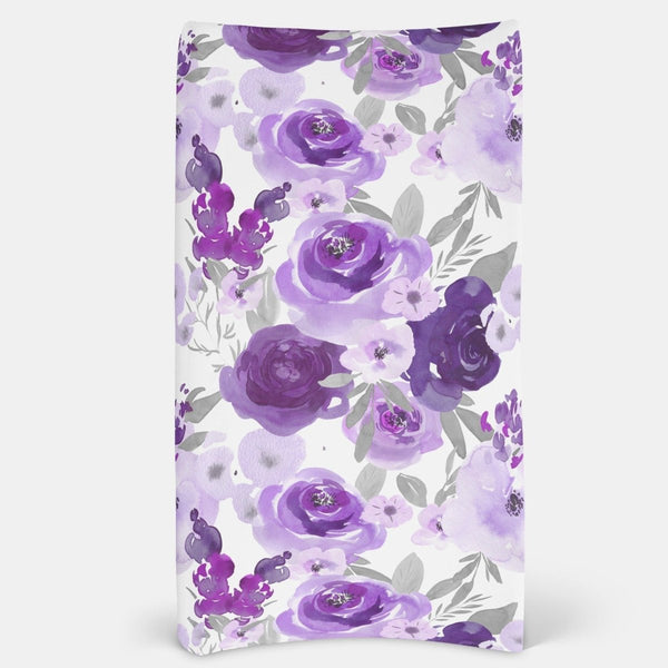 Large Purple Floral Changing Pad Cover
