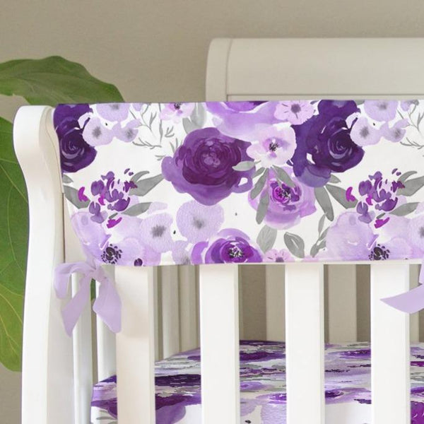 Large Purple Floral Crib Rail Guards - Rail Guards