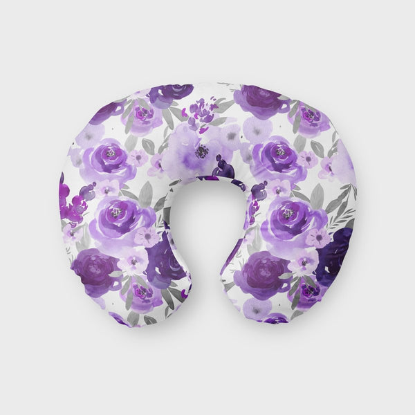 Large Purple Floral Nursing Pillow Cover - gender_girl, Purple Floral Elephant, Theme_Floral