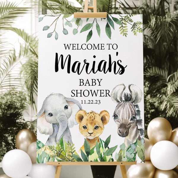 Leafy Jungle Baby Shower Welcome Sign - gender_boy, Leafy Jungle, text
