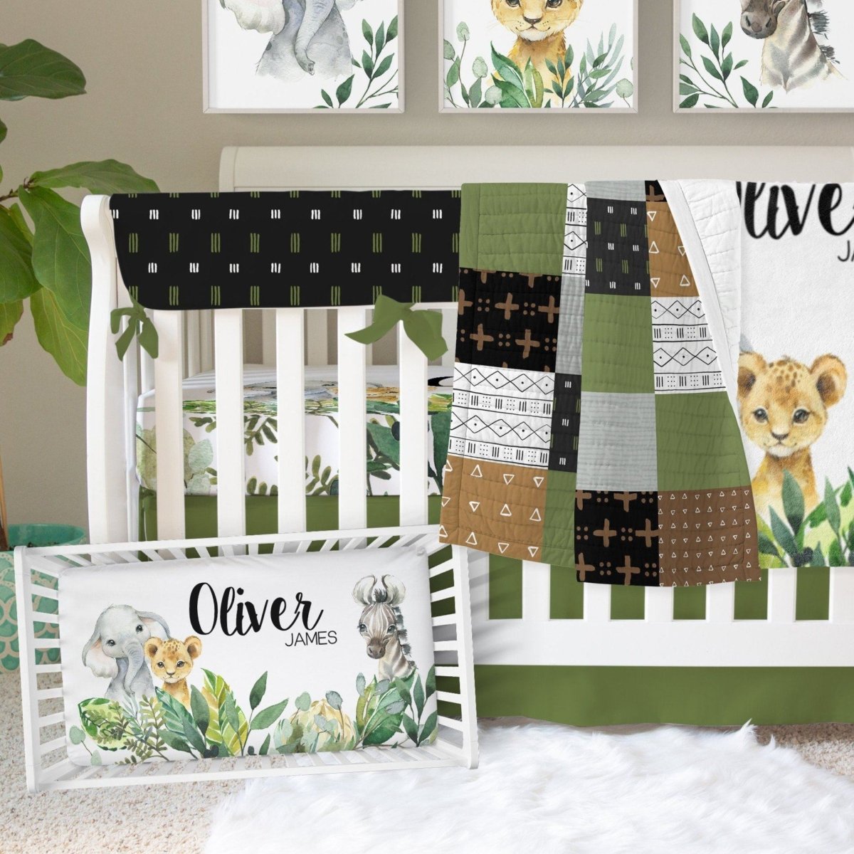 Leafy Jungle Mudcloth Crib Bedding - gender_boy, Leafy Jungle, text