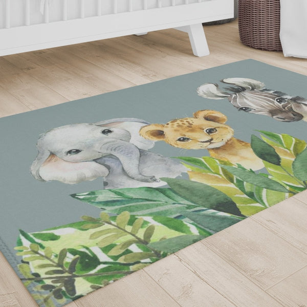 Leafy Jungle Nursery Rug - gender_boy, Leafy Jungle, text