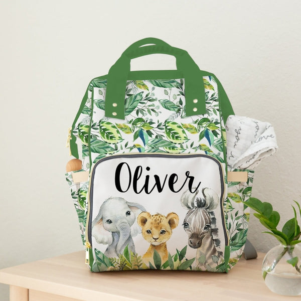 Leafy Jungle Personalized Backpack Diaper Bag - gender_boy, Leafy Jungle, text
