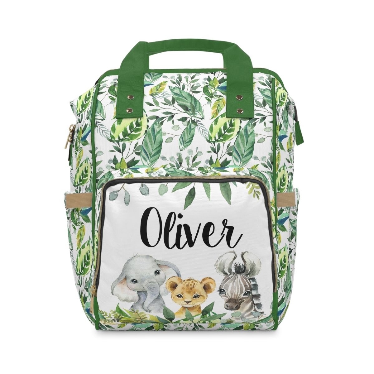 Leafy Jungle Personalized Backpack Diaper Bag - gender_boy, Leafy Jungle, text