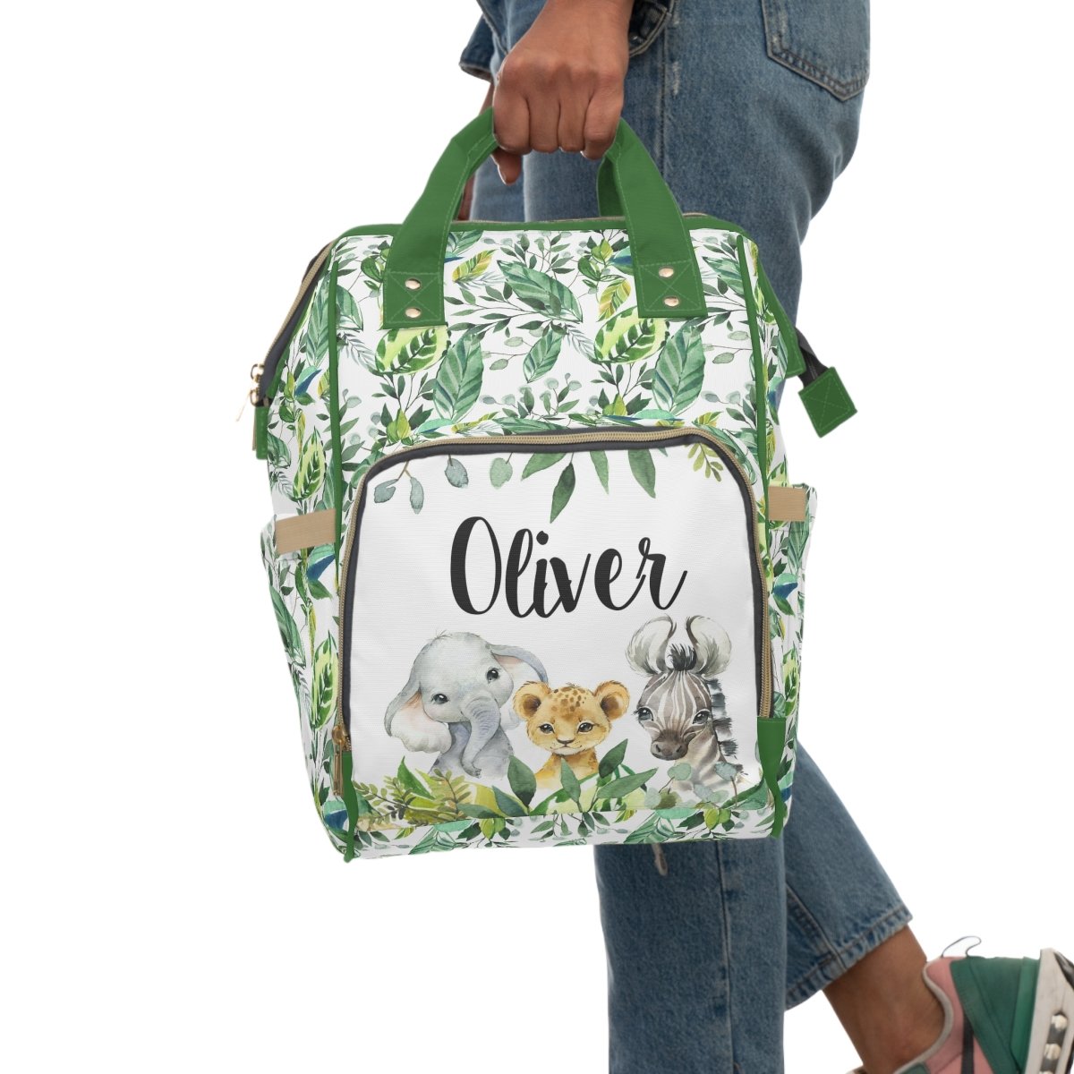 Leafy Jungle Personalized Backpack Diaper Bag - gender_boy, Leafy Jungle, text