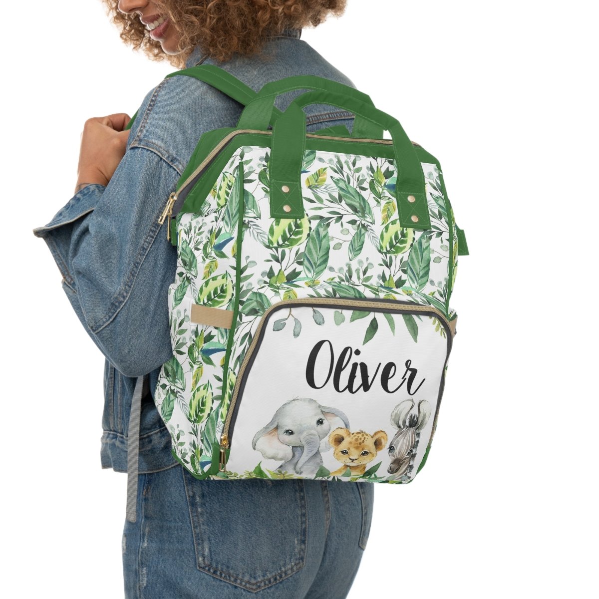 Leafy Jungle Personalized Backpack Diaper Bag - gender_boy, Leafy Jungle, text