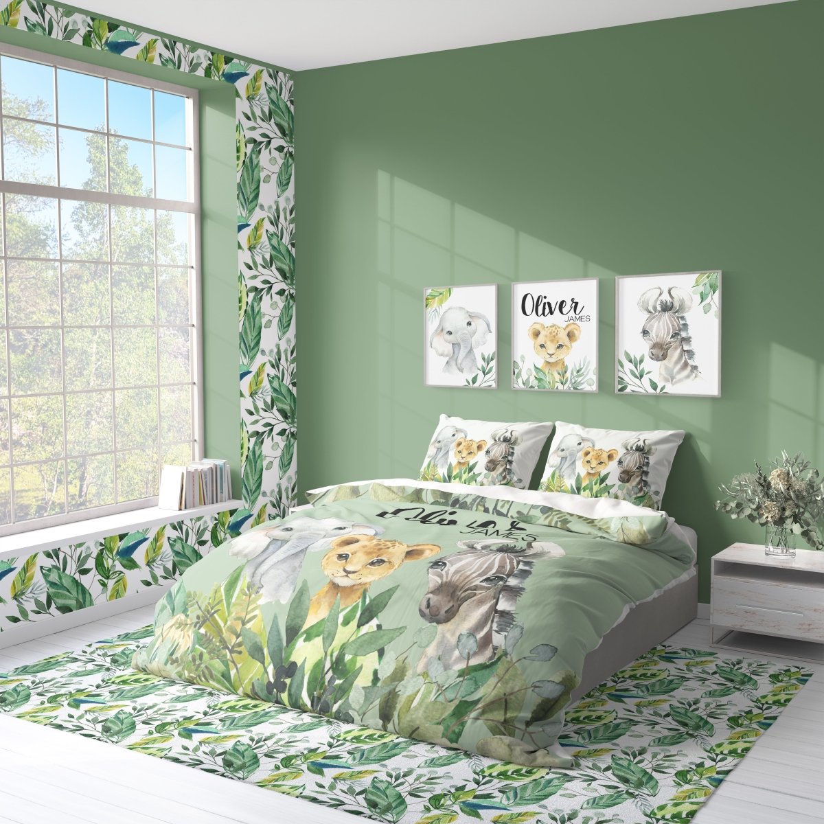 Leafy Jungle Personalized Kids Bedding Set (Comforter or Duvet Cover) - gender_boy, Leafy Jungle, text