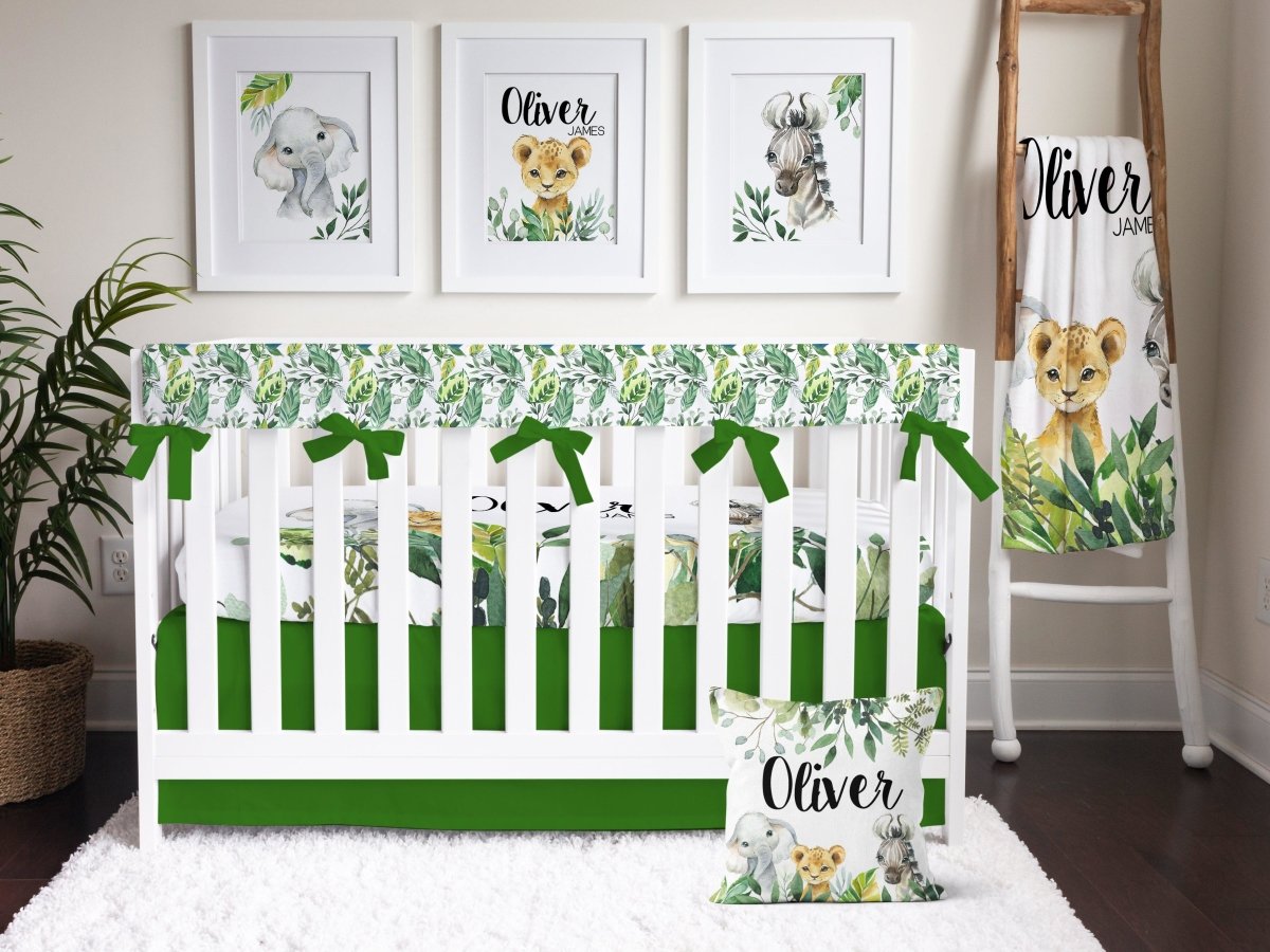 Leafy Jungle Personalized Crib Sheet - gender_boy, Personalized_Yes, text