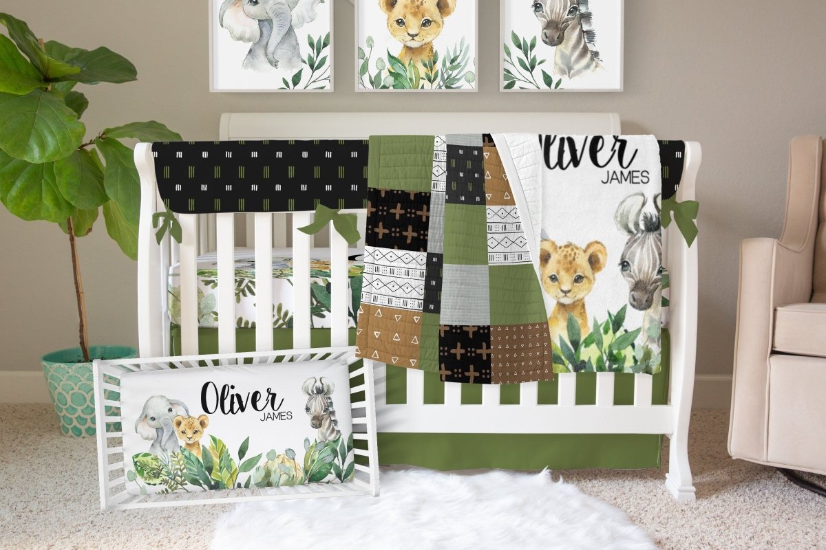 Leafy Jungle Personalized Crib Sheet - gender_boy, Personalized_Yes, text