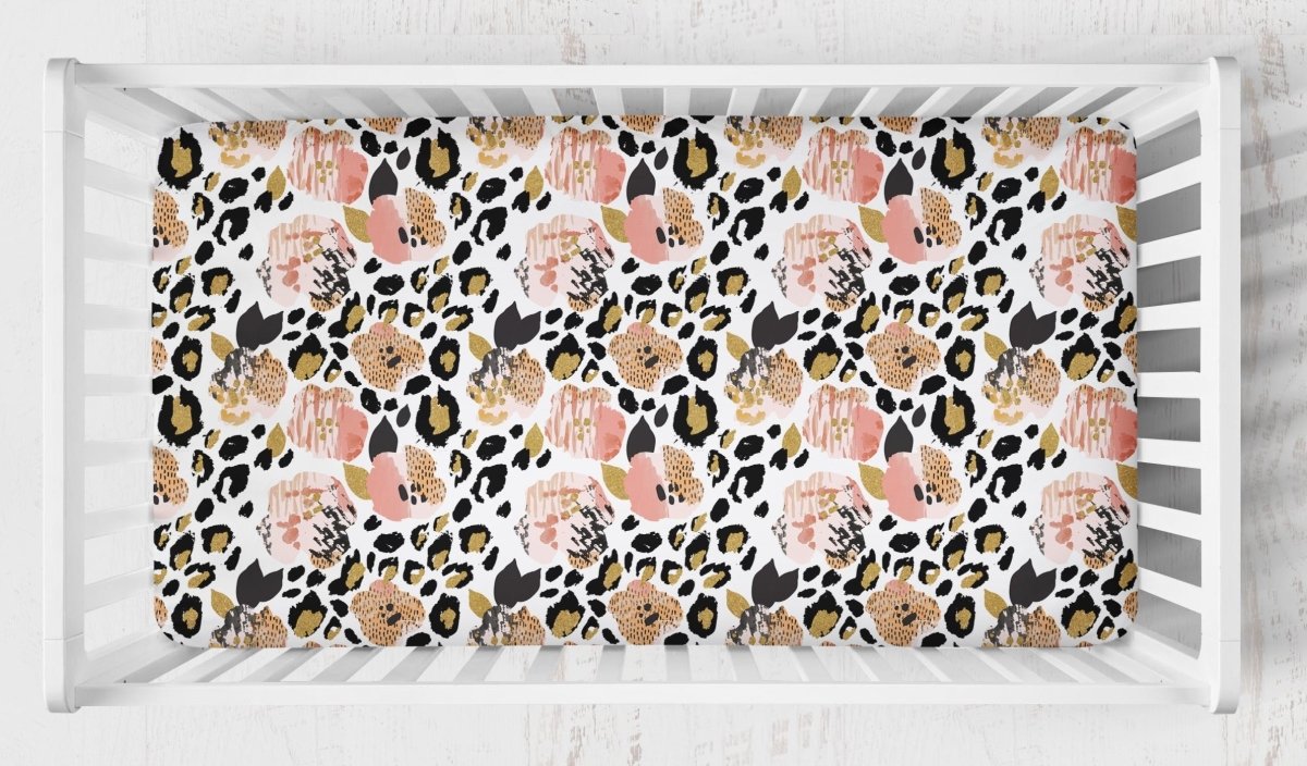 Leopard Love Crib Sheet - gender_girl, Theme_Floral, Theme_Jungle