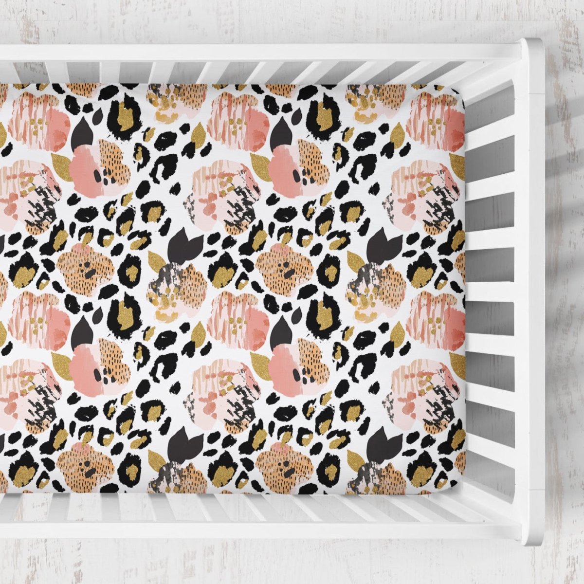 Leopard Love Crib Sheet - gender_girl, Theme_Floral, Theme_Jungle