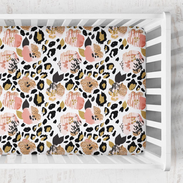 Leopard Love Crib Sheet - gender_girl, Theme_Floral, Theme_Jungle