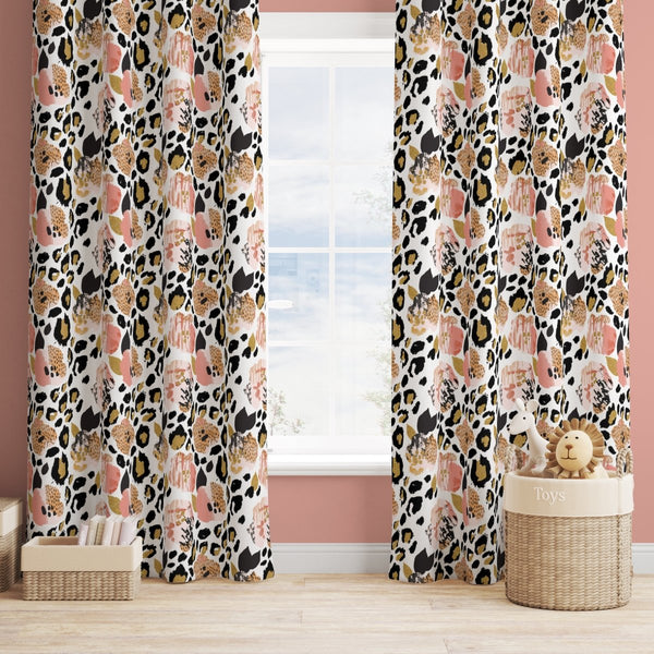 Leopard Love Floral Curtain Panel