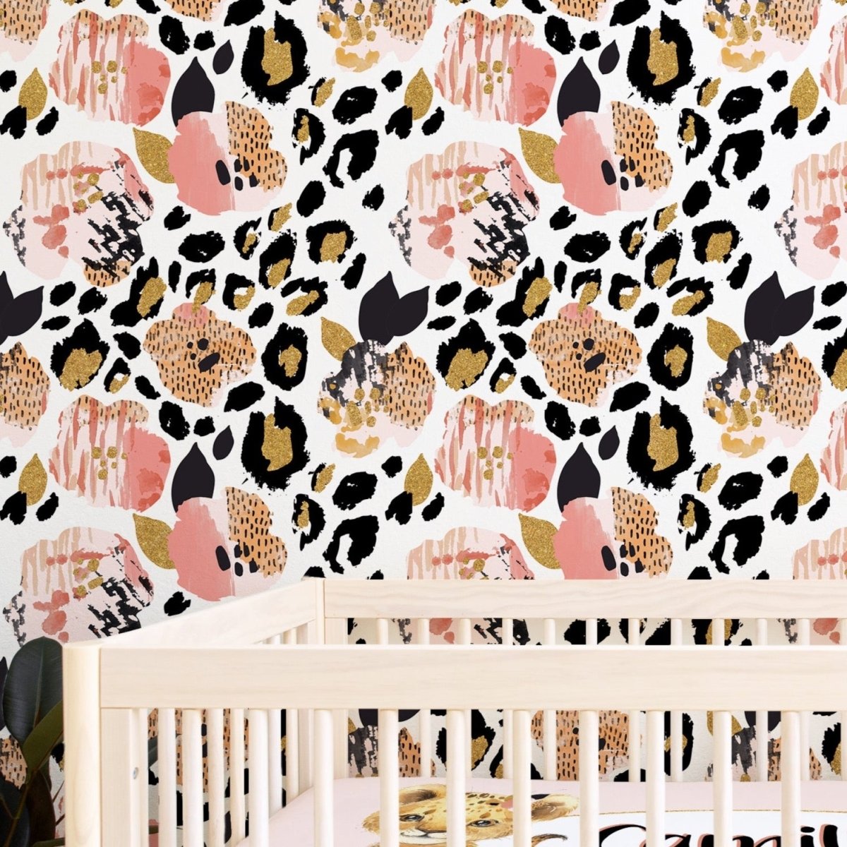 Leopard Love Floral Peel & Stick Wallpaper - gender_girl, Leopard Love, Theme_Floral