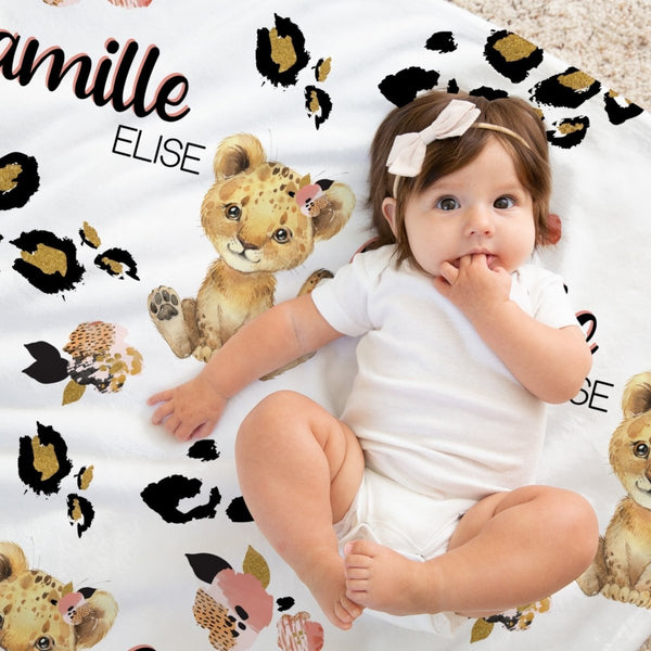 Leopard Love Personalized Baby Blanket - Minky Blanket
