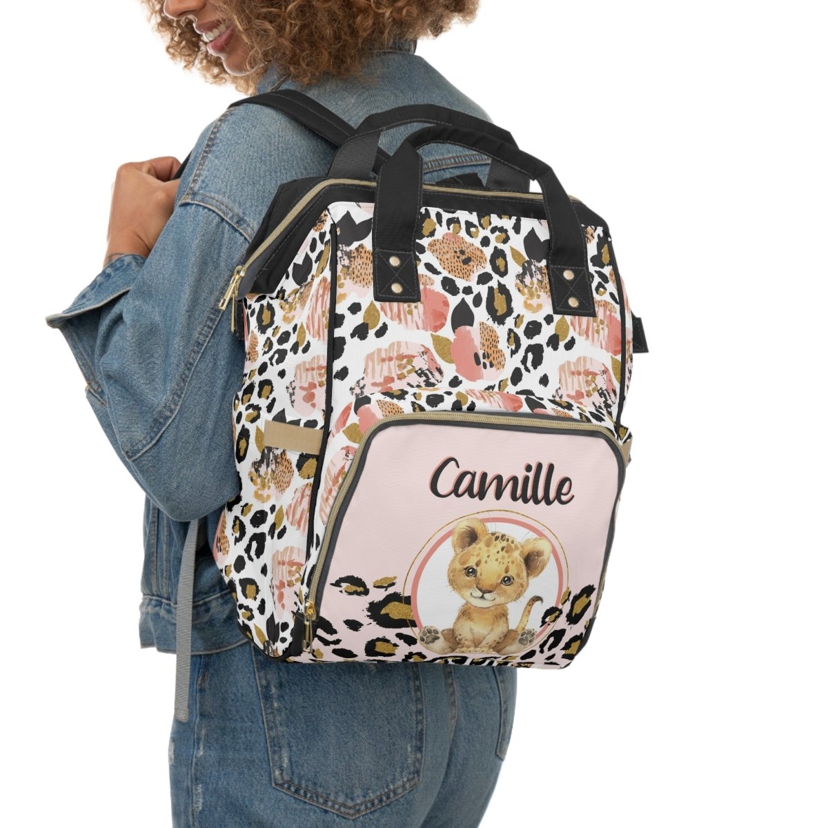 Leopard Love Personalized Backpack Diaper Bag - gender_girl, Leopard Love, text