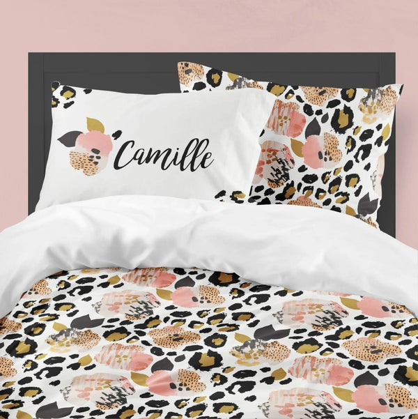 Leopard Love Personalized Kids Bedding Set (Comforter or Duvet Cover)