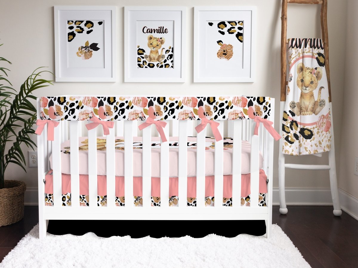 Leopard Love Ruffled Crib Bedding - gender_girl, Leopard Love, text