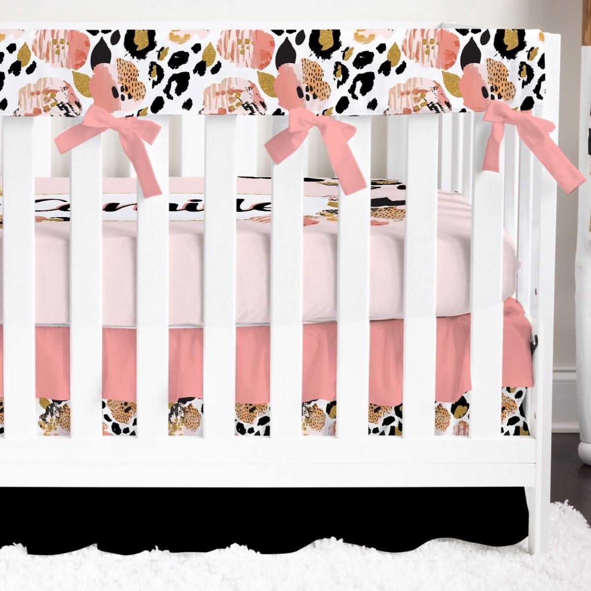 Leopard Love Ruffled Crib Bedding - gender_girl, Leopard Love, text