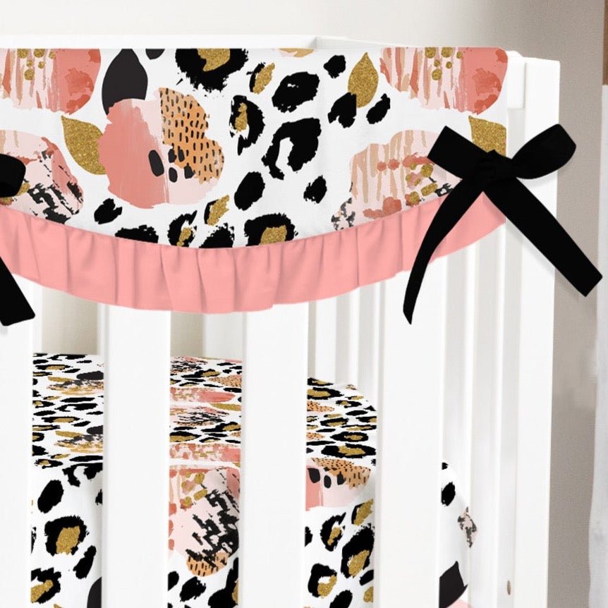 Leopard Love Scalloped Crib Rail Guards - gender_girl, Leopard Love, Theme_Floral