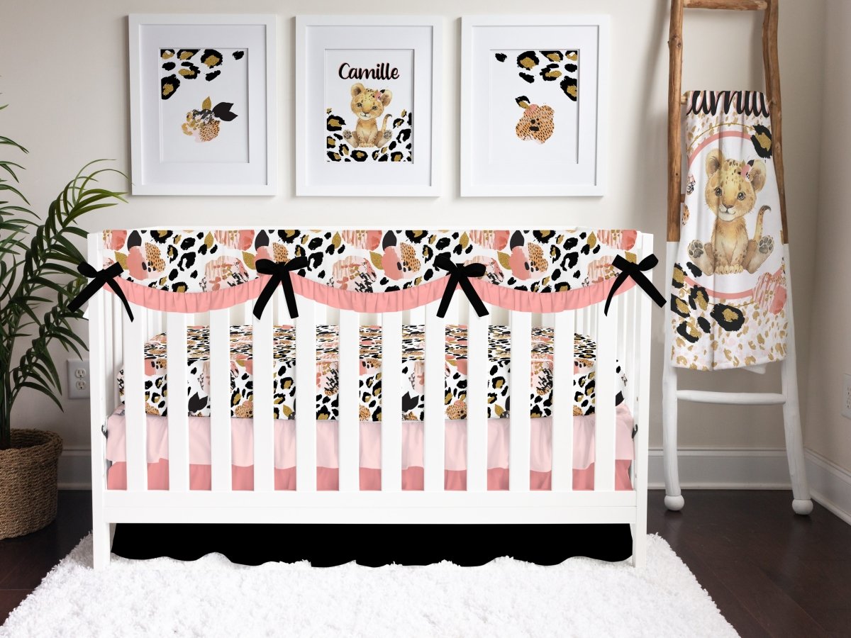 Leopard Love Scalloped Crib Rail Guards - gender_girl, Leopard Love, Theme_Floral