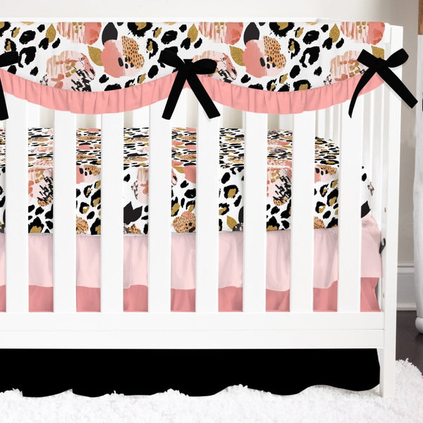 Leopard Love Scalloped Ruffled Crib Bedding - gender_girl, Leopard Love, text