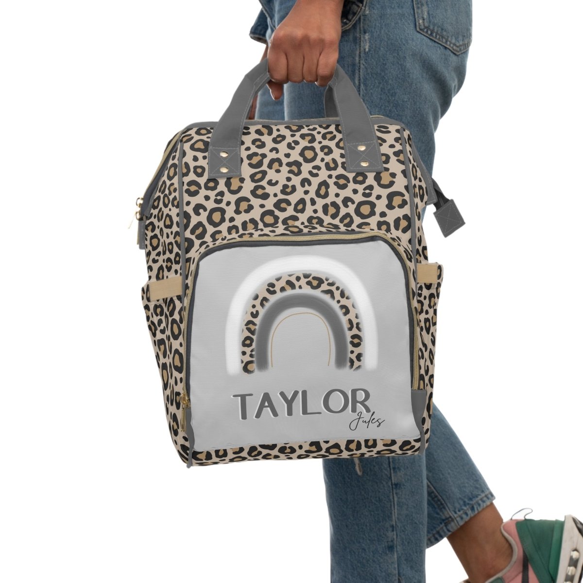Leopard Rainbow Personalized Backpack Diaper Bag - Diaper Bag