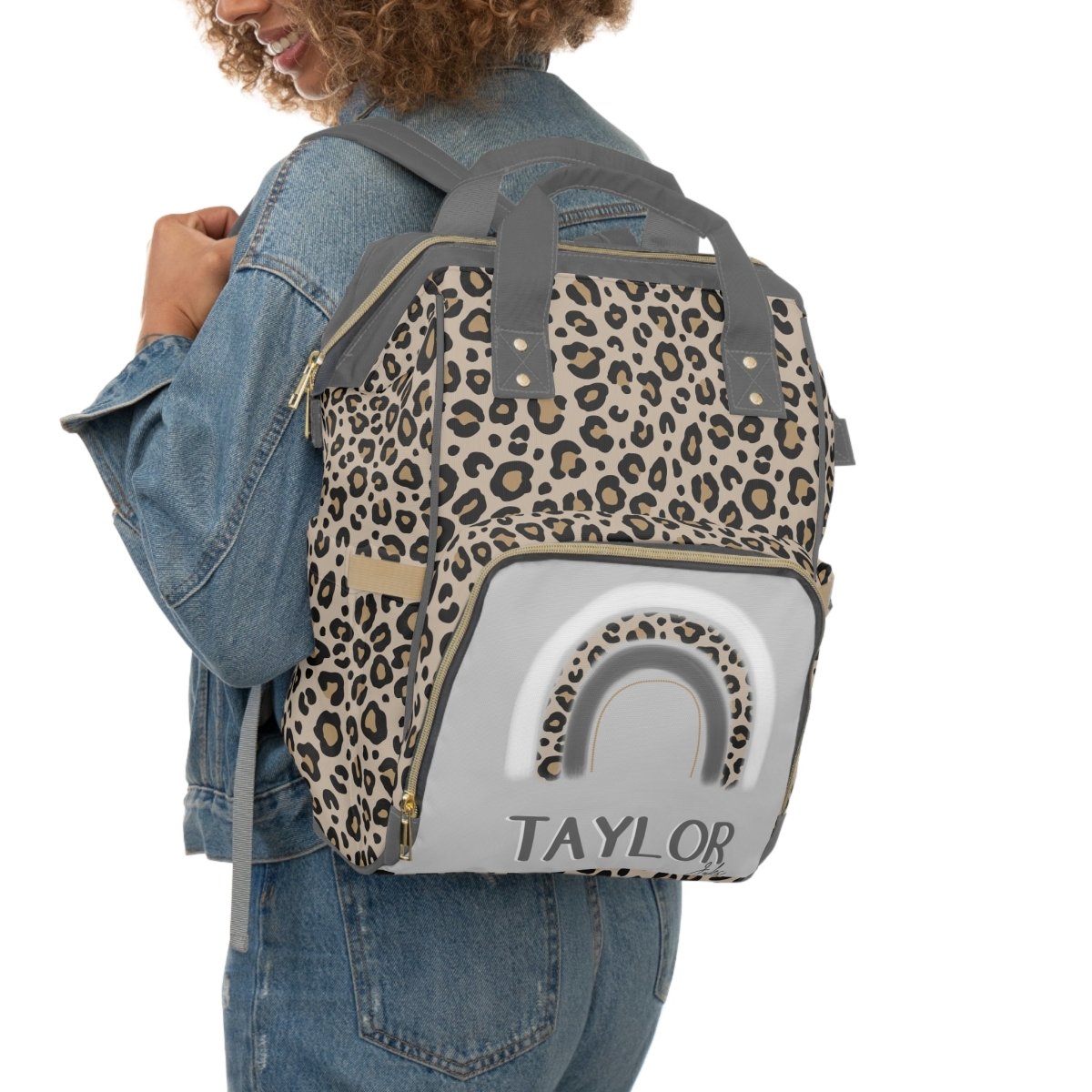 Leopard Rainbow Personalized Backpack Diaper Bag - Diaper Bag