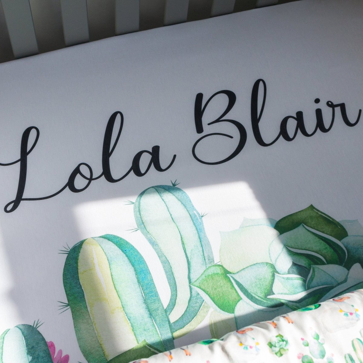 Llama Love Pom Poms Crib Bedding - gender_girl, Llama Love, text