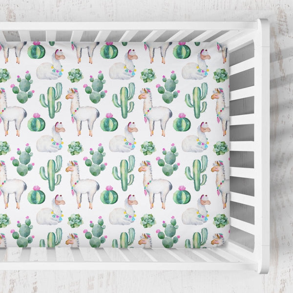 Llama Love Crib Sheet - gender_girl, Theme_Southwestern,