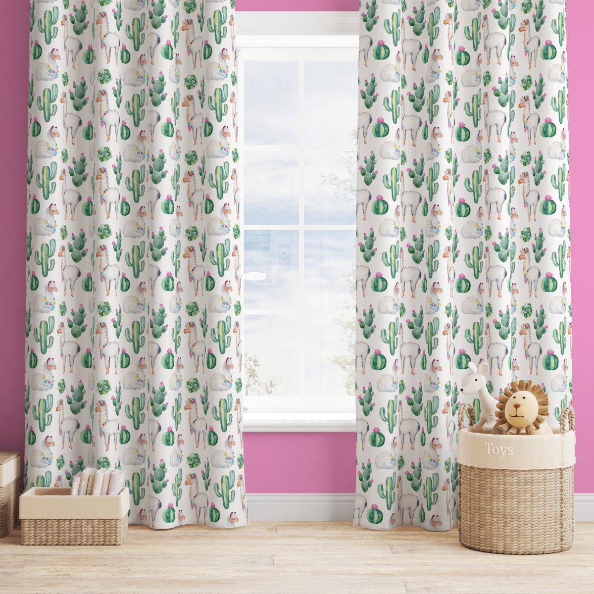 Llama Love Curtain Panel - gender_girl, Llama Love, Theme_Southwestern
