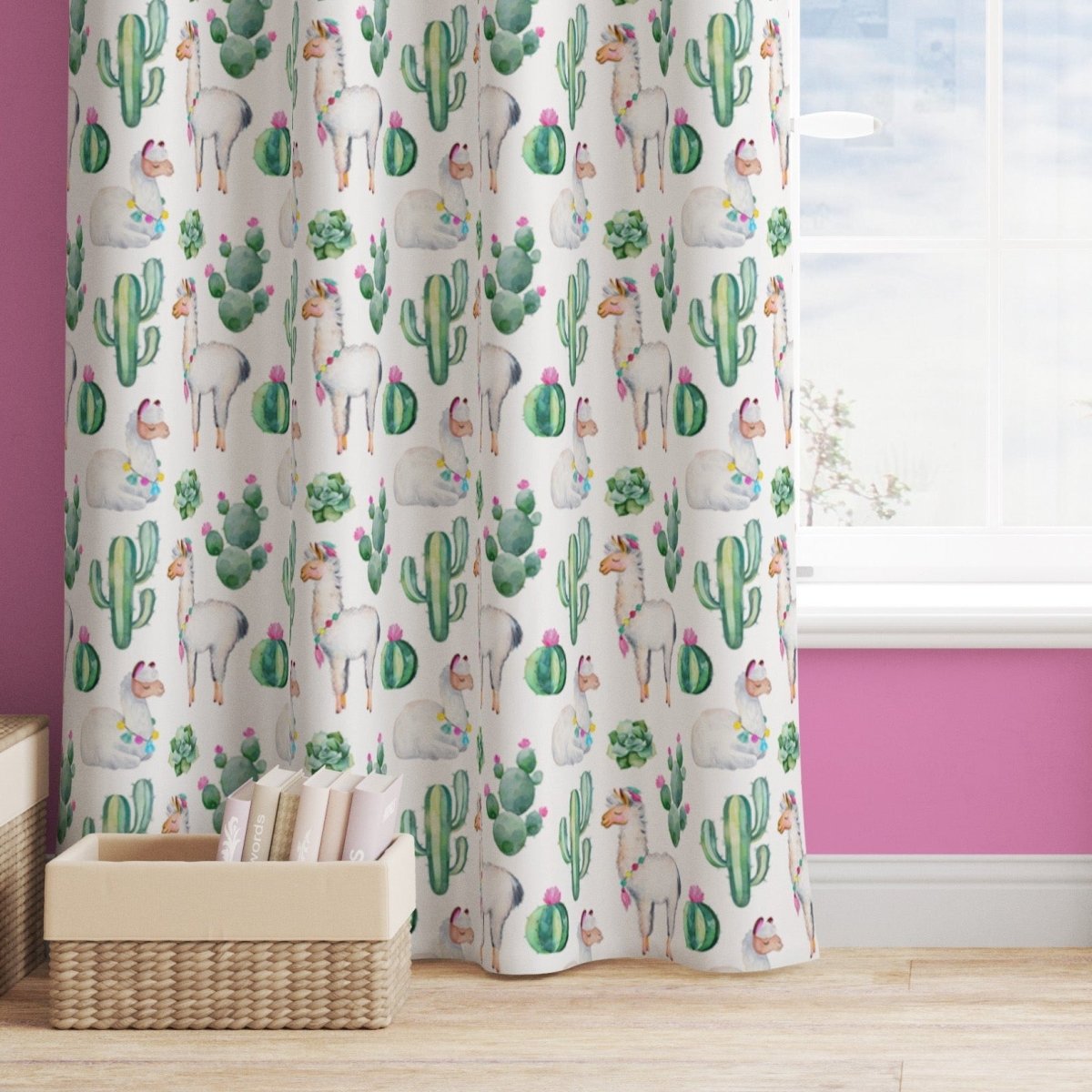 Llama Love Curtain Panel - gender_girl, Llama Love, Theme_Southwestern