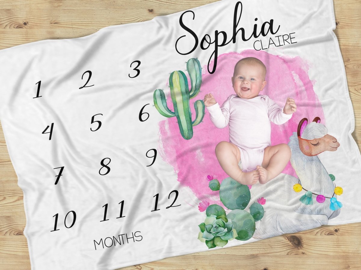 Llama Love Milestone Minky Blanket - Minky Blanket