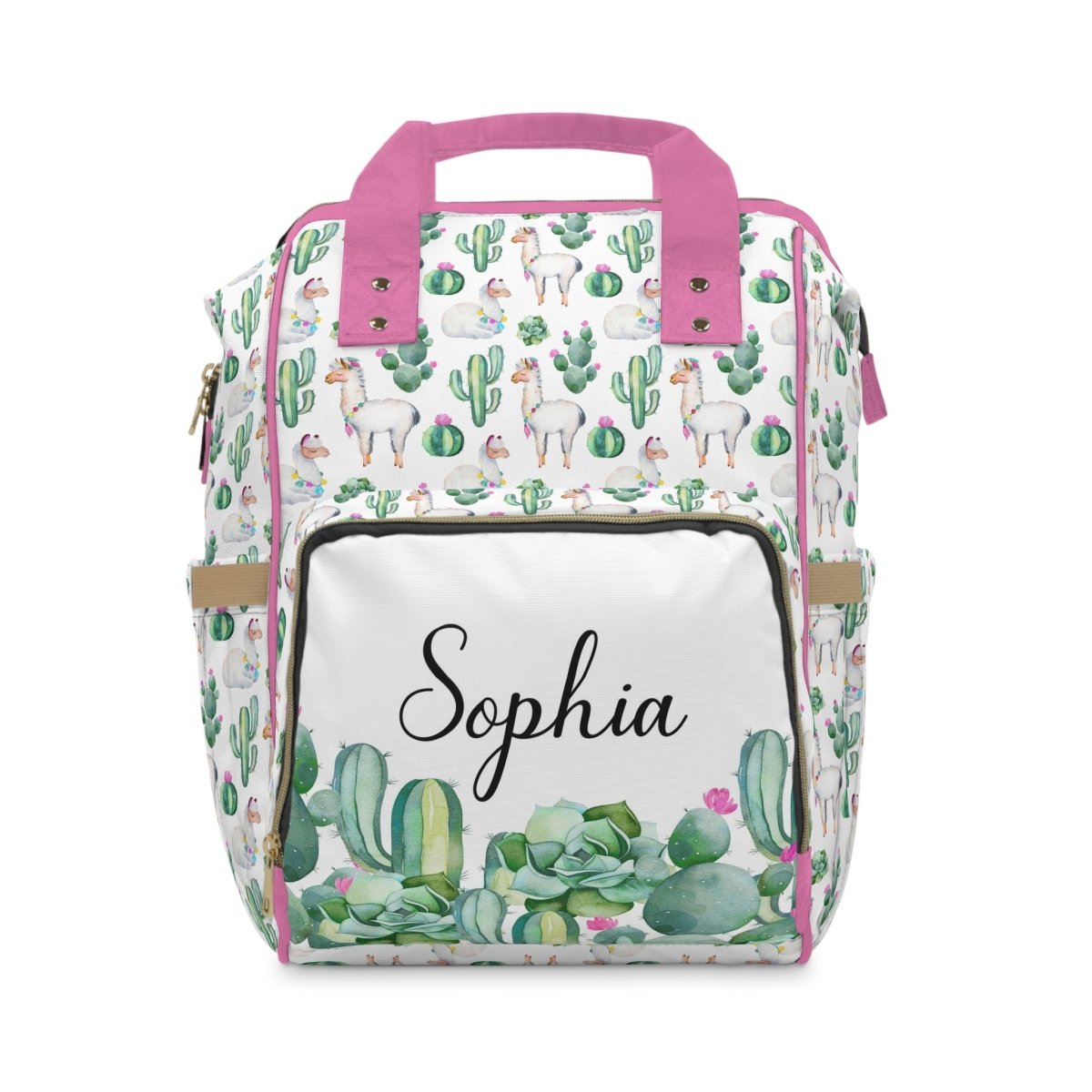 Llama Love Personalized Backpack Diaper Bag - gender_girl, Llama Love, text