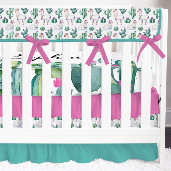Llama Love Ruffled Crib Bedding - Girl Crib Bedding