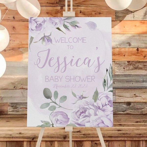 Lovely Lavender Baby Shower Welcome Sign - Welcome Sign