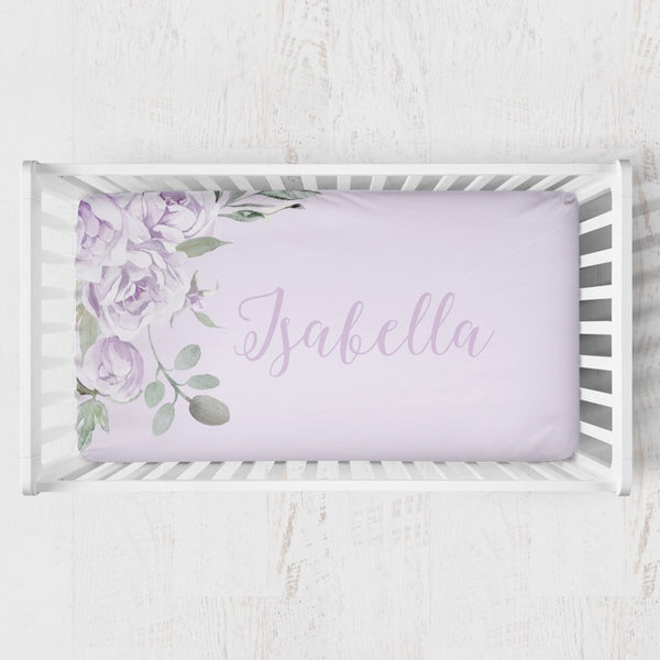 Lovely Lavender Personalized Crib Sheet - gender_girl, Personalized_Yes, text